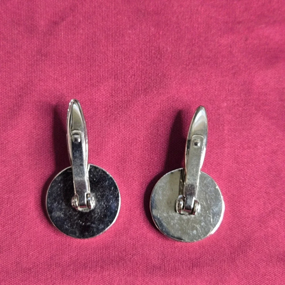 Vintage Men's Silver Tone Round Black Onyx Style Cufflinks Rope Border Bullet Ba